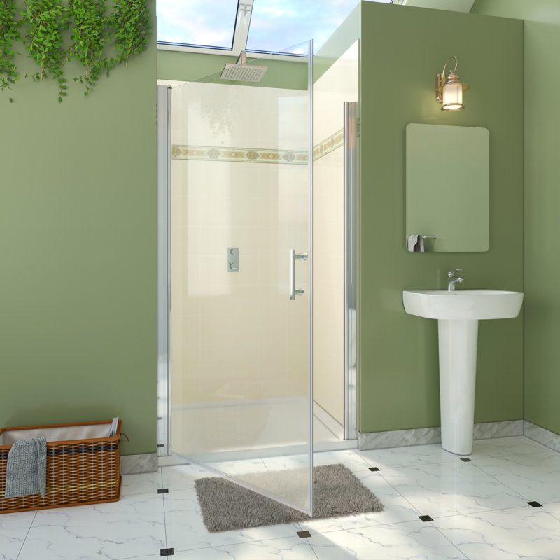 36"-37 1/4" W x 72" H Pivot Semi-Frameless Shower Door with Clear Glass, Chrome
