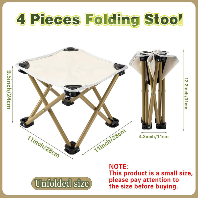 Osbonre Folding Camping Stool, White, Brown