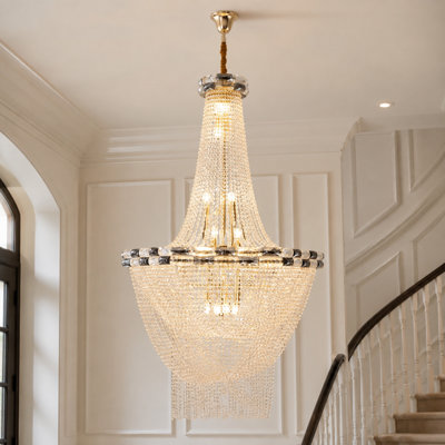 26-Light Dimmable Tiered K9 Crystal Chandelier