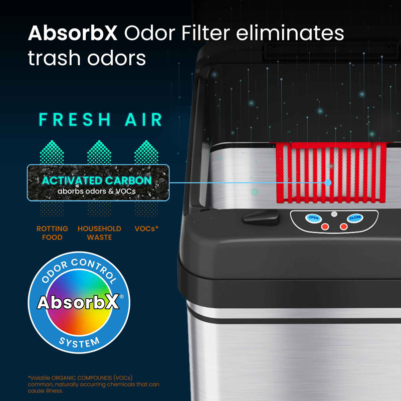 Touchless Stainless Steel 13 Gallon Motion Sensor Trash Can