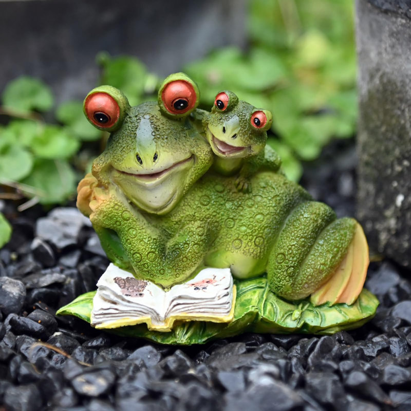 Statue de grenouille de jardin pour la cour extérieure et la sculpture de jardin en résine - lecture