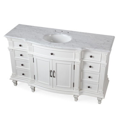 Ohman 60'' Single Bathroom Vanity with Carrara Marble Top