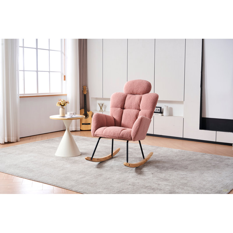 Chaise rembourrée avec fauteuil à bascule rembourré Teddy, Rose
