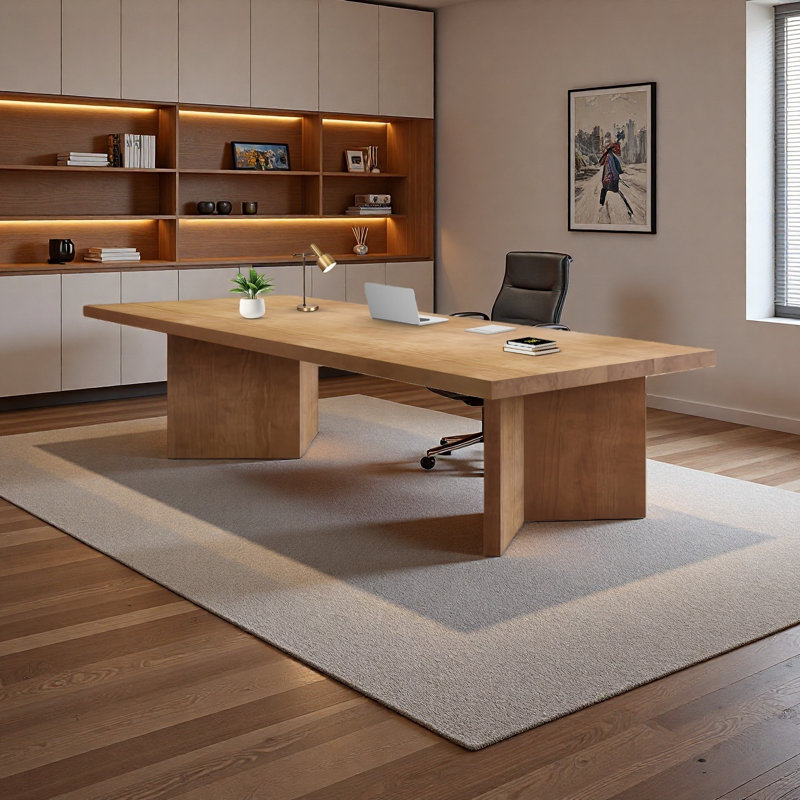 86.61-inch Modern Solid Wood Rectangular Dining Table