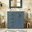 Ensemble de meuble-lavabo 30 po avec lavabo en céramique, armoire de rangement en bois massif, ensemble de meuble-lavabo autoportant avec 3 tiroirs et portes à fermeture douce-117021129