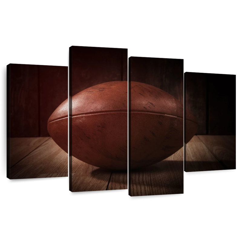 Vintage leather football Sireci, H 42 po x l 68 po