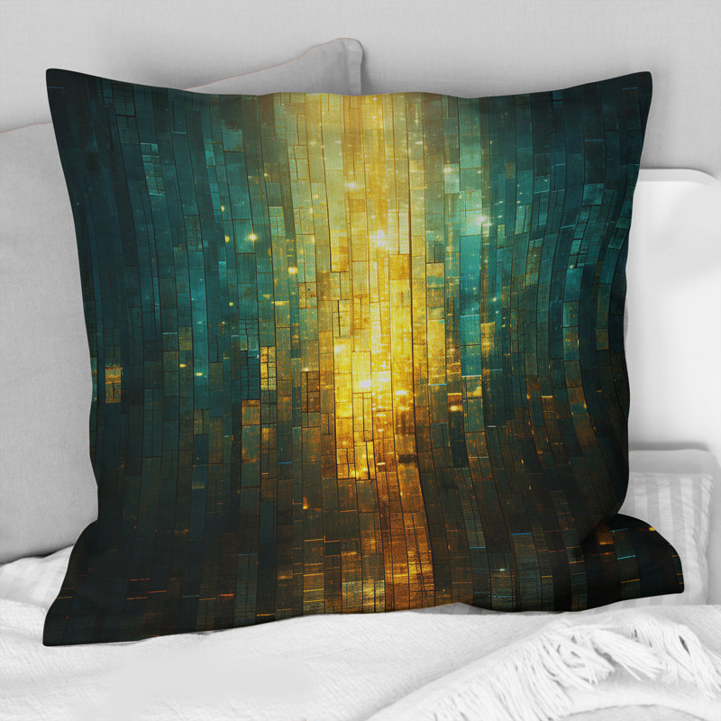 Coussin décoratif abstrait à imprimé géométrique Abstract Ocean Sunrise