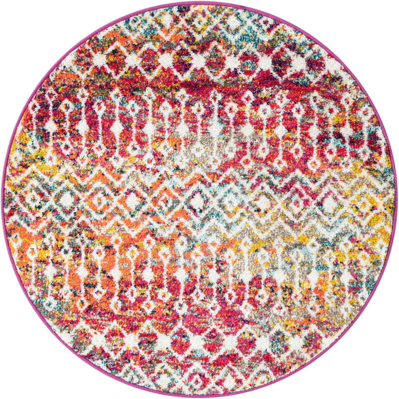Geometric Indoor Rug, Round 3'3"