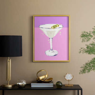 Reproduction encadrée Neon Martini - bois massif