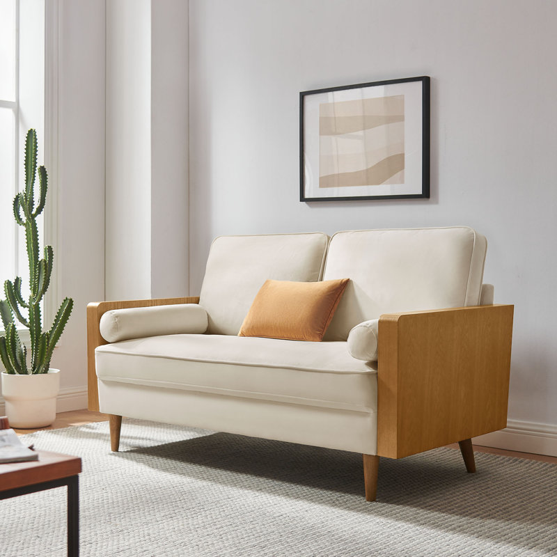 Kellan Performance Velvet Sofa In Walnut Alabaster, 33.86" H x 61.22" W x 31.89" D, Noyer albâtre, 2