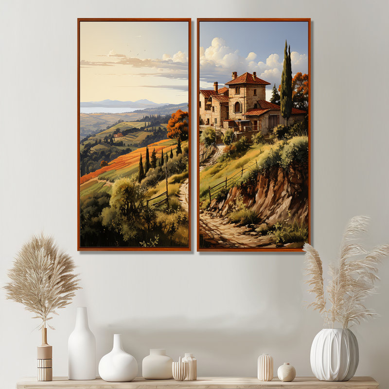 Crossett - Ensemble de 2 reproductions d'art sur toile beige, 20" H x 24" W, Impression encadrée flottante, Brown