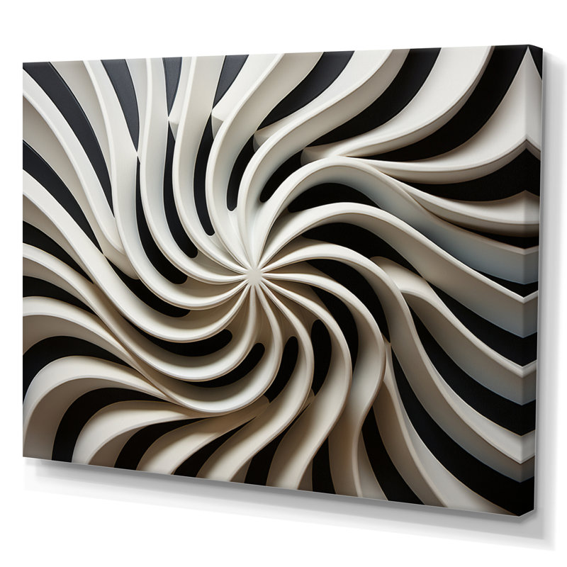 Art mural noir et blanc Opt I, H 12 po x l 20 po x P 1 po, Toile tendue