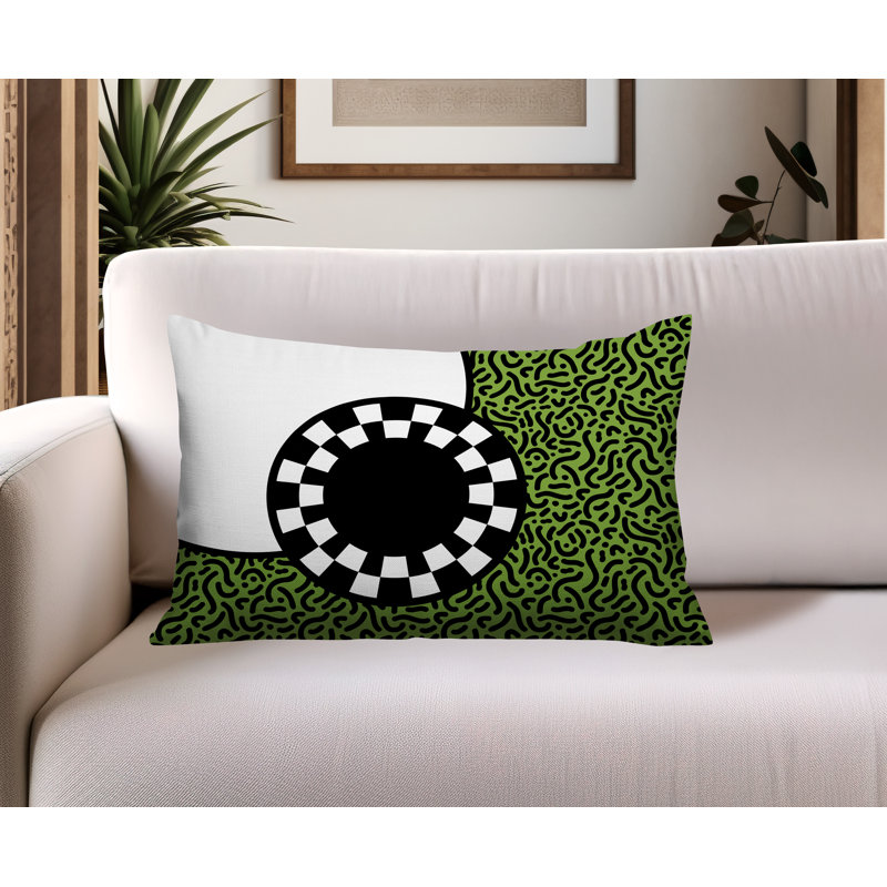 Coussin lombaire réversible Vibra Abstract, Rectangle H 18 po x l 25 po, Chartreuse
