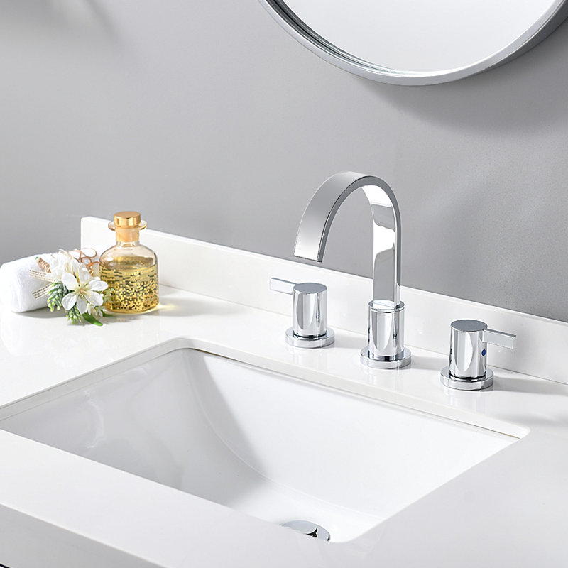 Robinet de salle de bain à large entraxe avec bonde, Chrome