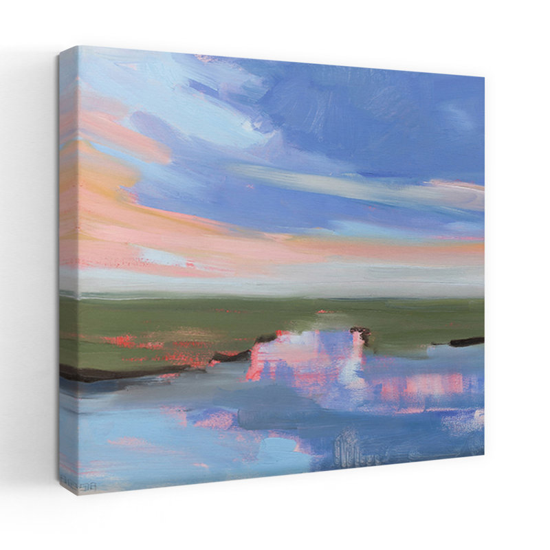 Art du paysage côtier abstrait soir, H 18 po x l 18 po
