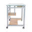 Bureau d'ordinateur à roulettes Techni Mobile, verre et argent
