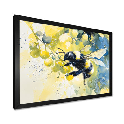 Busy Wings Bee Watercolor - Art mural imprimé abeille