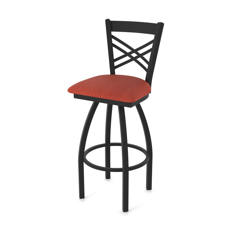Tabouret pivotant 820 Catalina, Noir froissé, Tabouret de bar (siège d'une hauteur de 30 po), Tissu - graphite coquelicot
