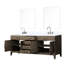 Meuble-lavabo double en chêne gris 80 po L, 22 P, plateau en marbre poli, robinet, 36 miroirs de large