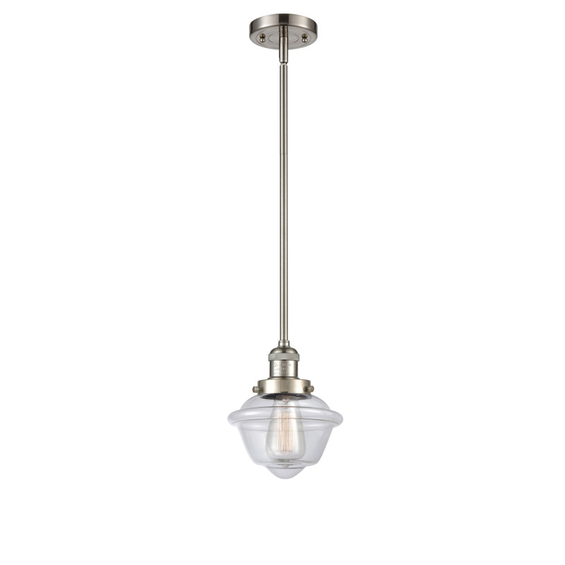 Luminaire suspendu simple 1 lumière Baptiste, Transparent, Nickel satiné brossé, Ampoule non incluse
