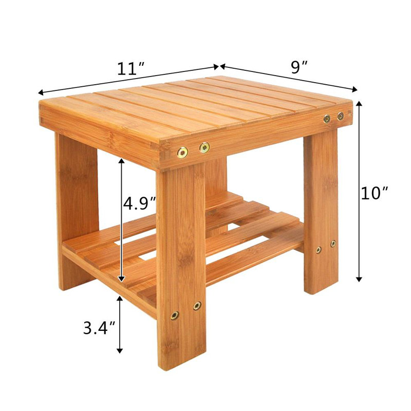 Solid Wood Accent Stool, Brown