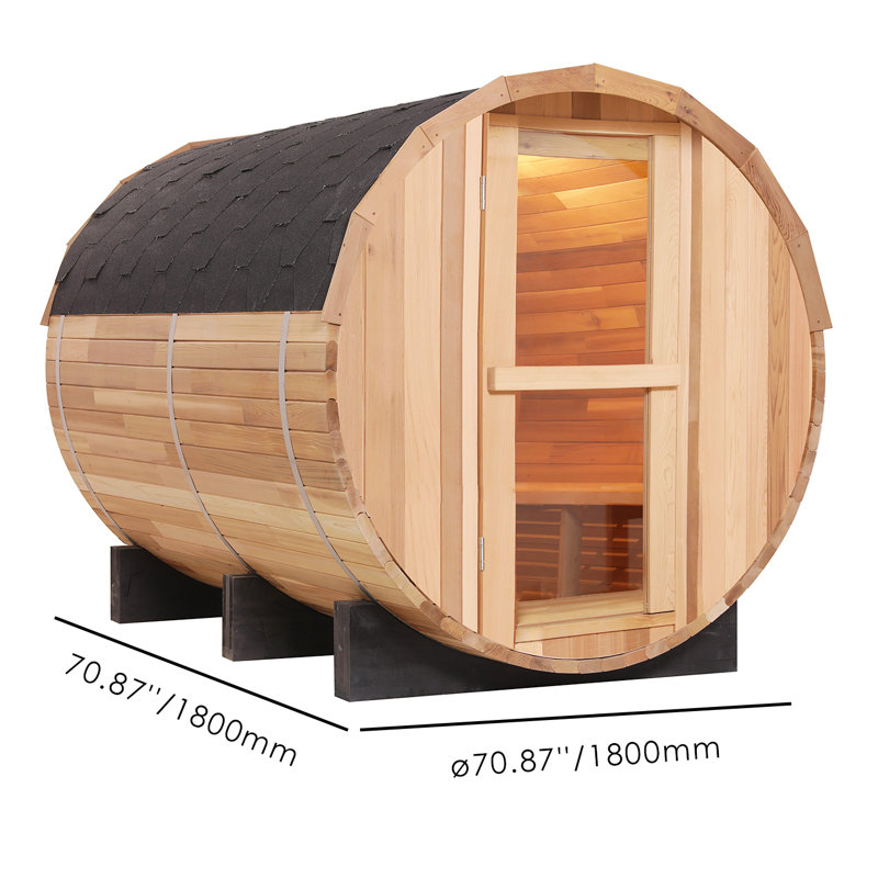 Anyi 4-Person Patchwork Red Cedar Traditional Steam sauna