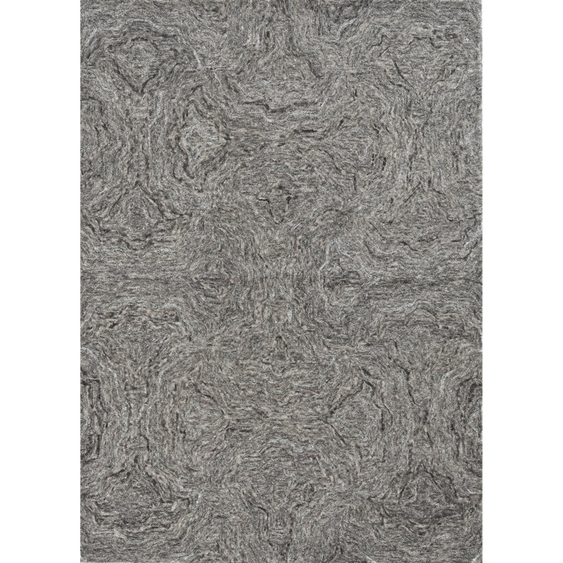 Tapis touffeté à motif abstrait gris, Rectangle 3 pi x 5 pi