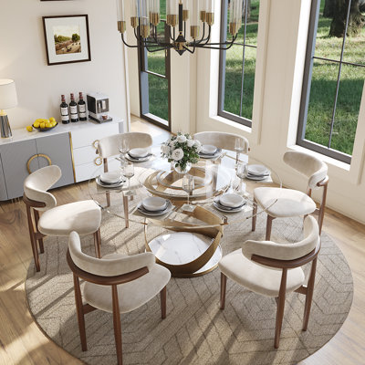 Maxwell Modern Round Dining Table with Pedestal Base, Carbon Steel Base Pre-Assembly