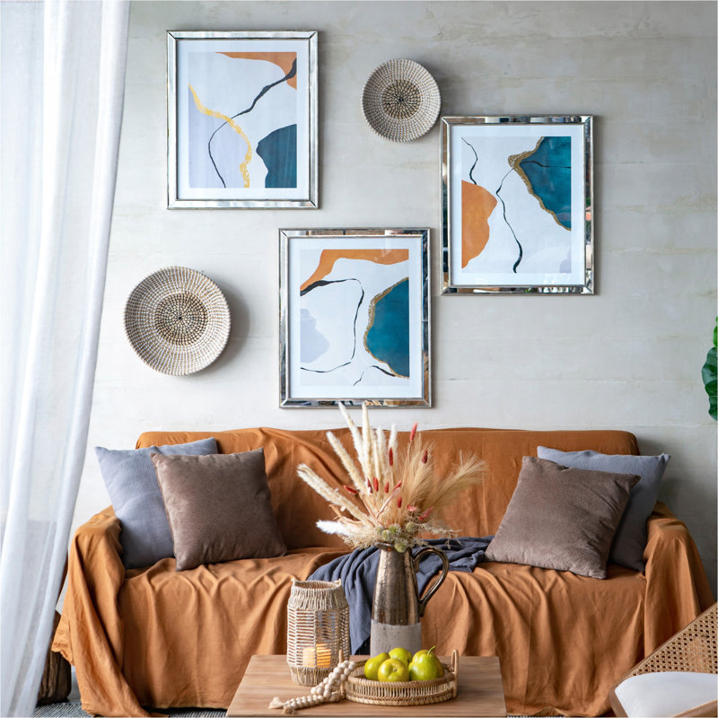 S/3 22x26x0.6" Marcia Mirror-Framed Wall Art