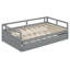 Lit de jour extensible avec couchette, lit de jour en bois avec couchette, gris