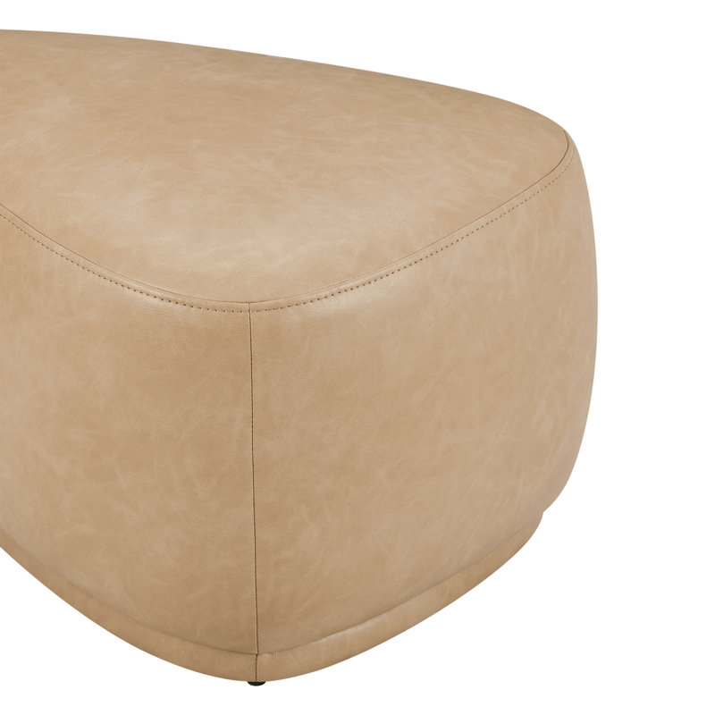 Adna 26.5'' Triangular Upholstered Ottoman, Tan Faux Leather
