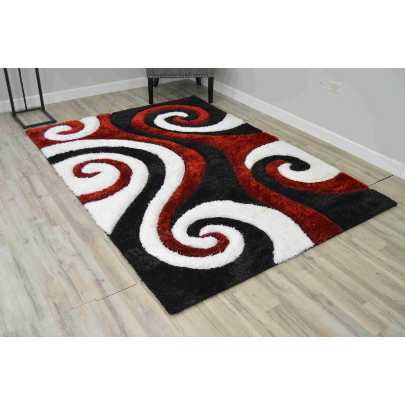 Wrought Studio Modern Arriola Shag Abstract Geometric Rug For Living ...