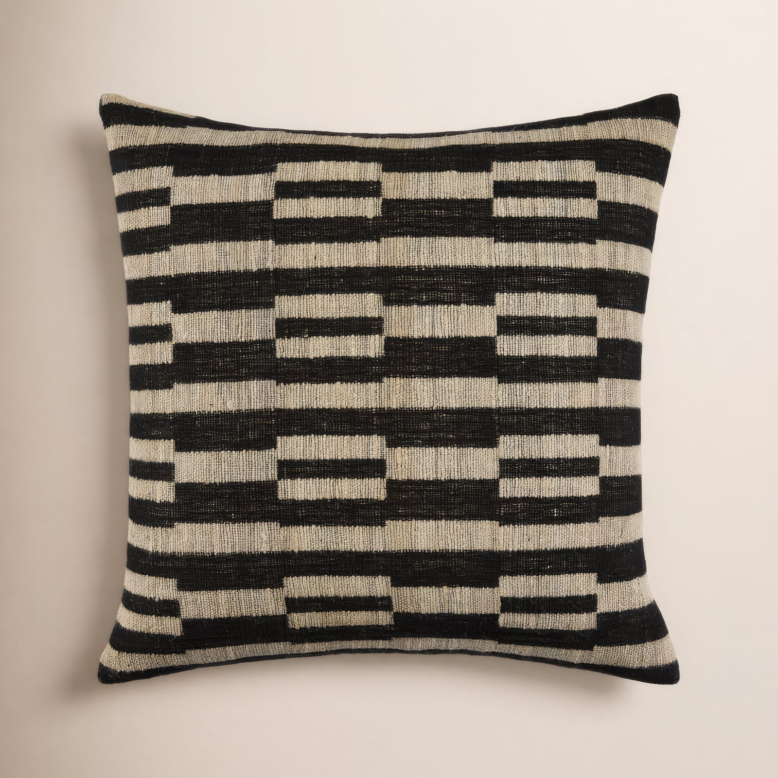 Marzano Accent Pillow, Black/Beige, Square 18", Duck Down