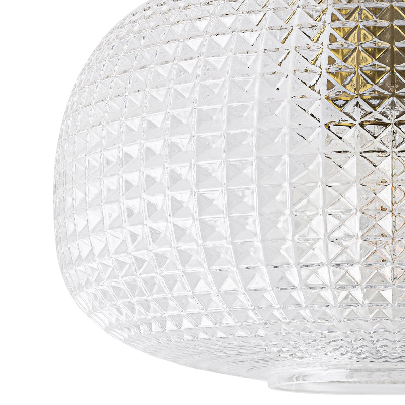 9" Mid-Century Modern Textured Glass Durm-Shaped  Flush Mount