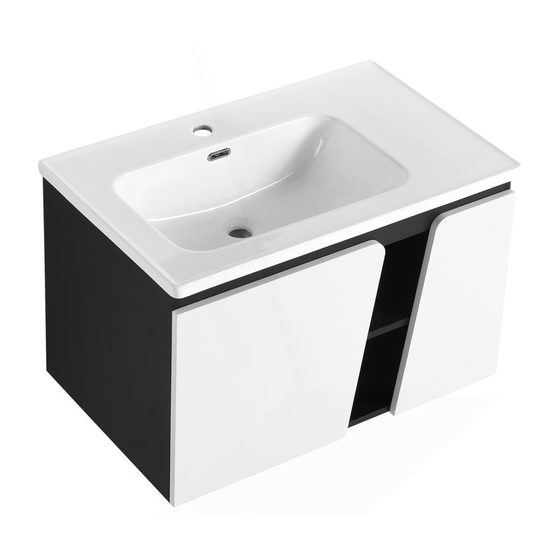 Meuble-lavabo mural avec lavabo simple et porte d'armoire à fermeture en douceur pour une expérience de salle de bain améliorée