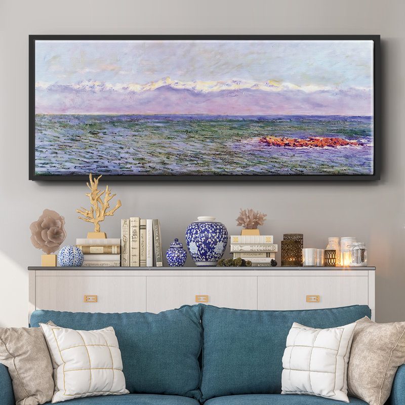 La mer et les Alpes, 1888, reproduction d'art sur toile, H 20 po x l 50 po x P 1,5 po, Noir