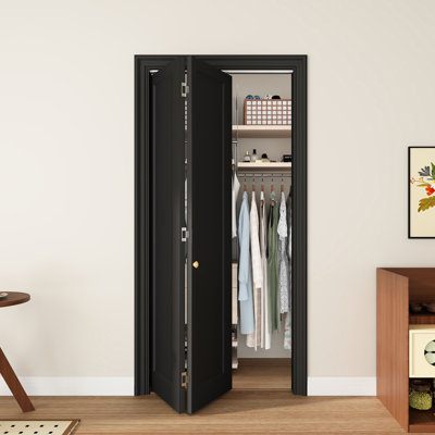 Porte pliante pliante en composite à panneau préformé noir 36 po x 80 po
