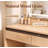 Modern Vanity Desk with Mirror and Lights, Fluted Wood Dresser with 5 Drawers & Charging Station, Curved Makeup Vanity Table with Multi-Tier Storage Shelve-139023168