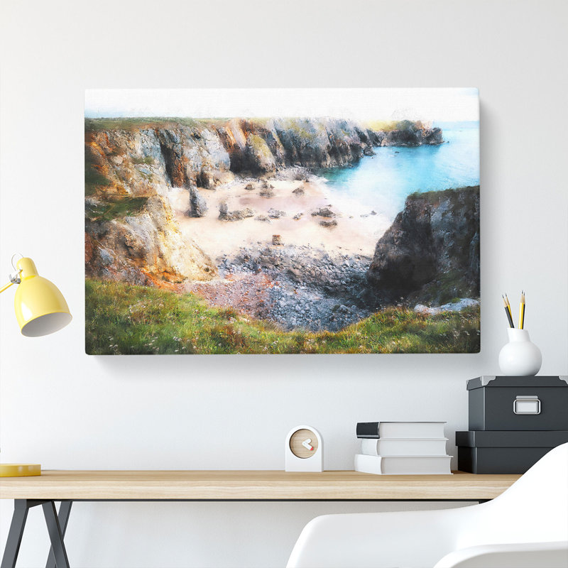 Flimstone Bay In Wales - Wrapped Canvas Painting, 50cm H x 76cm W x 3cm D