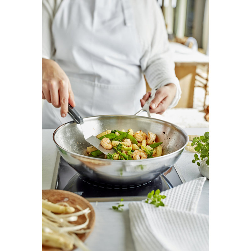 Industry 20.5" Flat Bottom Stainless Steel Wok