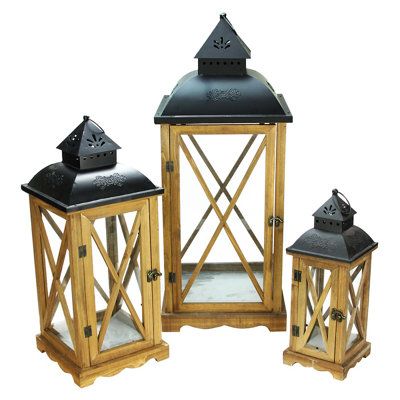 Ensemble de 3 lanternes style chandelier en bois 14,75 "Country Elegance