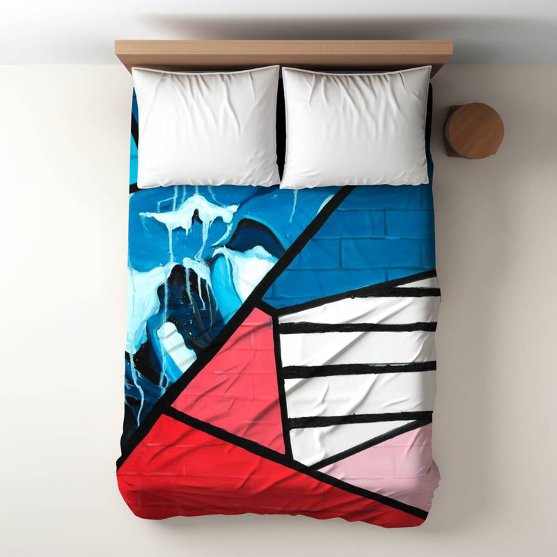 Polyester Sateen Duvet Cover, Twin Duvet, Blue Diagonal Unity