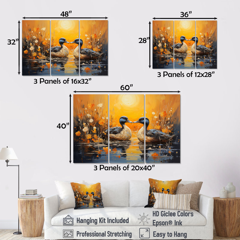 Ensemble de décoration murale Playful Pond Ducks, H 28 po x l 36 po