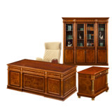 4 Piece Solid Wood Rectangular Executive Desk Office Set with Chair