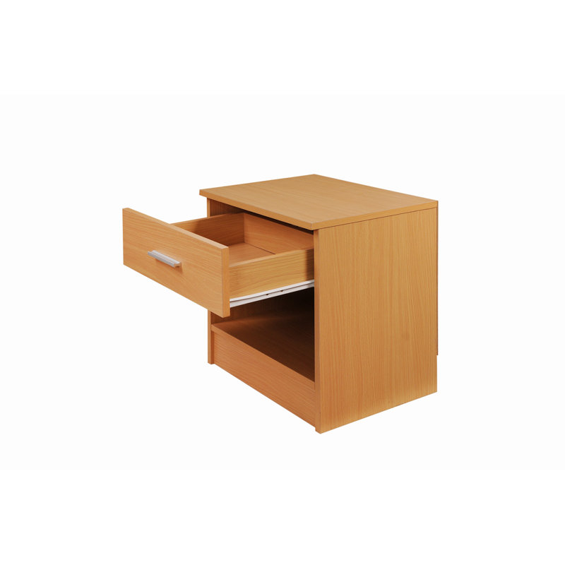 Willette 45cm W Manufactured Wood Bedside Table, Beech