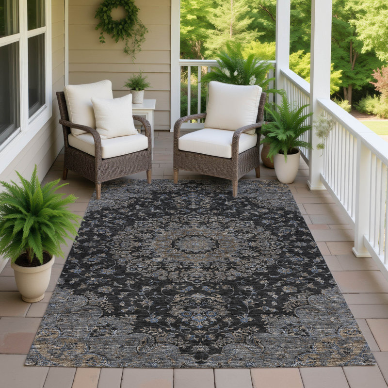 Tapis lavable à la machine intérieur / extérieur ACN2543 Global Chantille, Noir, 5 pi x 7 pi 6 po