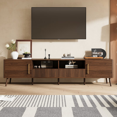 Modern TV Stand For Tvs Up To 85 Inches With Soft-Close Doors, Cable Management, And Solid Wood Legs.