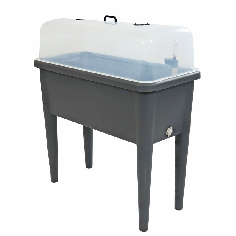 Artrip Plastic Self-Watering Raised Garden Bed with Cover - Gray