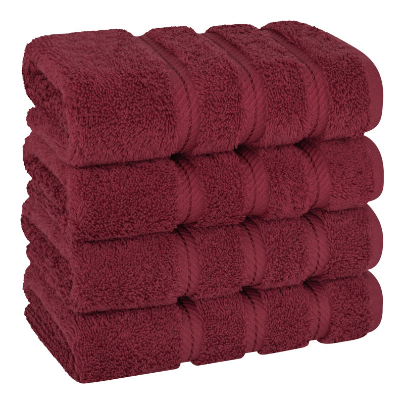 Ensemble de 4 serviettes en coton Edison, Rouge bourgogne