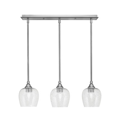 Luminaire suspendu linéaire à 3 lumières 3 lumières, finition bronze, verre transparent de 6 po